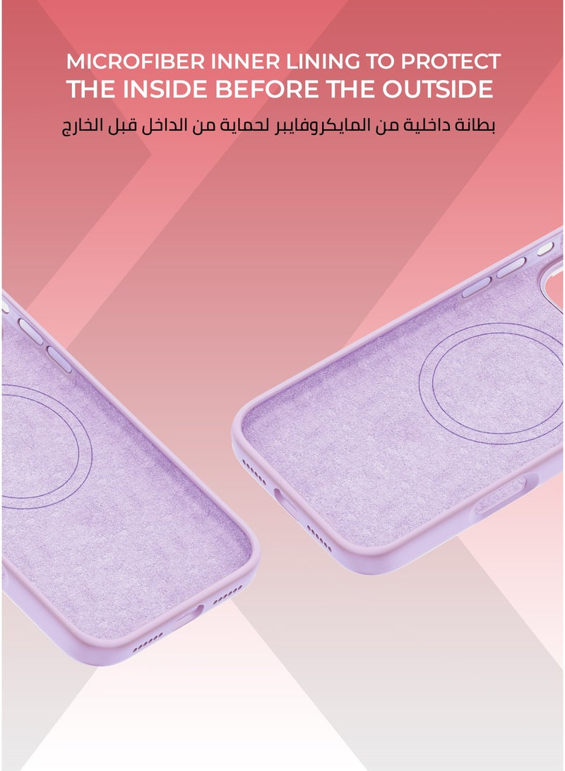 Xonda Pure iPhone 17 MagSafe Case Purple - Microfiber lining for scratch protection, raised metal camera bezel for lens protection, Liquid Silicone Material with Anti-Fingerprint Coating, MagSafe compatible - Image 3