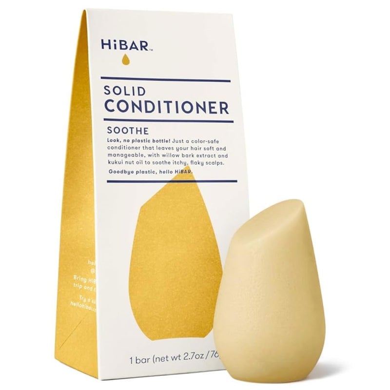 HiBAR  Soothe Conditioner Bar  For Dry Itchy Flaky Scalps  Improves Scalp Health  With Willow Bark Extract  Salicylic Acid  PlasticFree  Soap Paraben  SulfateFree Color Safe 1 Solid Bar