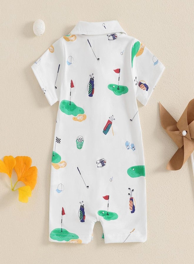 BHMAWSRT Baby Boy Golf Outfit ShortSleeve One-Piece Polo Shirt Jumpsuit Newborn Boy Summer Clothes (White, 3-6 Months) - Image 4