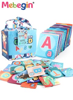 MEBEGIN 26Pcs Baby Soft Cloth Book Set with Storage Bag, Nontoxic Washable Baby Sensory Books, Baby Activity Crinkle Books with 26 Letters and Annimal Words, Hand-bag Sized Lightweight Soft Books, Sensory Interactive Toys, Early Education Toys for Infants  - Image 2