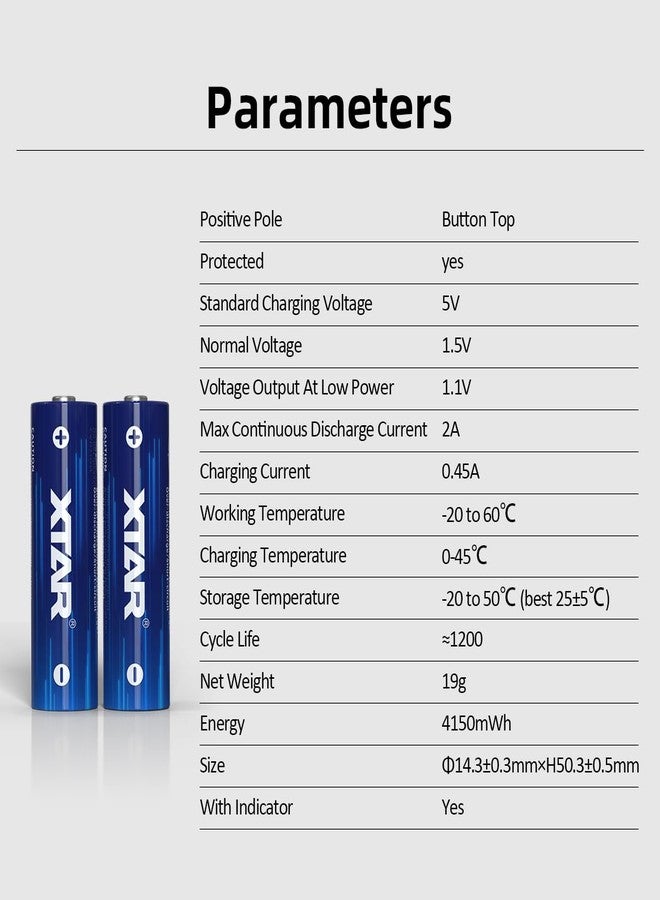 XTAR 4150mWh (2500mAh) 1.5V AA Rechargeable aa Batteries: Longevity Safety Efficiency (8pcs 1.5V AA 4150mWh) - Image 2
