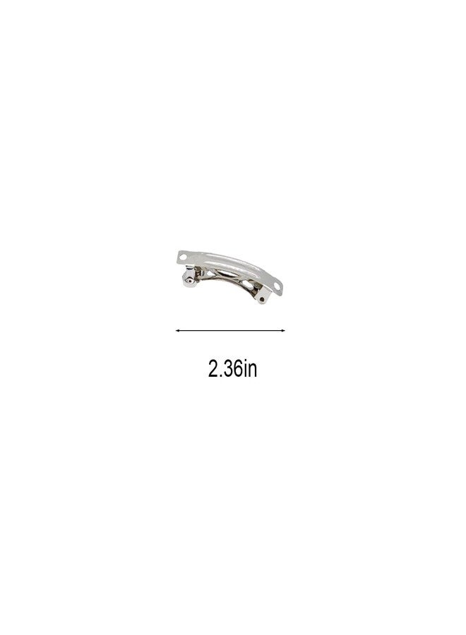 WEAXIO 100pcs 2.36in French Barrette Clips Blank, Metal Hair Clips for DIY Craft, Barrettes Snap Clips - Silver - Image 2