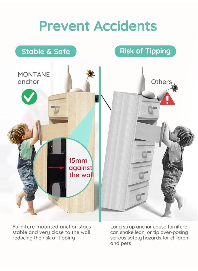 Montane Furniture Wall Anchor Furniture Anchors for Baby Proofing 6 Sets 600LBS Heavy Duty Anti Tip Earthquake Straps for Secure Dresser Cabinet Bookshelf, Baby Child Pet Safety - Image 5
