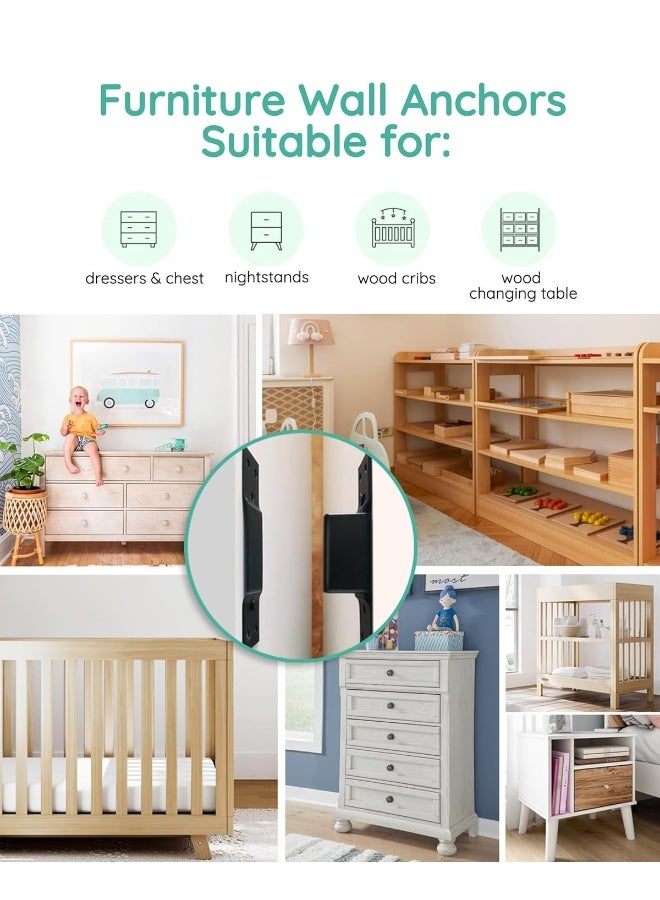 Montane Furniture Wall Anchor Furniture Anchors for Baby Proofing 6 Sets 600LBS Heavy Duty Anti Tip Earthquake Straps for Secure Dresser Cabinet Bookshelf, Baby Child Pet Safety - Image 3