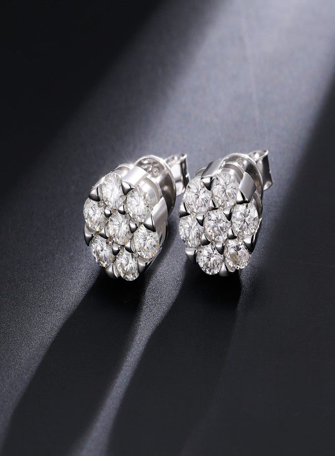 TUHE Moissanite Stud Earrings Cluster Earrings for Men Women Flower Earrings - Image 2