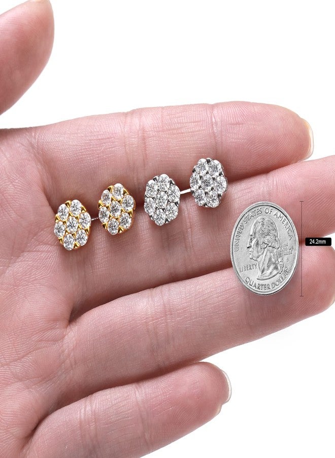 TUHE Moissanite Stud Earrings Cluster Earrings for Men Women Flower Earrings - Image 4