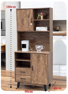 Living Modern Wooden Storage Cabinet With Door And Open Shelves 80*40*180 CM  - Image 3