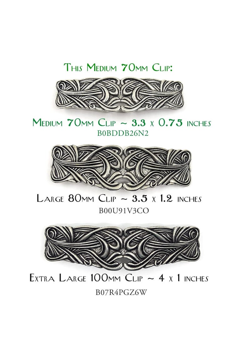 Oberon Design Large Art Nouveau Swirl Hair Clip, Hand Cast Metal Barrette Made in the USA with an 80mm Clip by Oberon Design, 1 Piece - Image 4