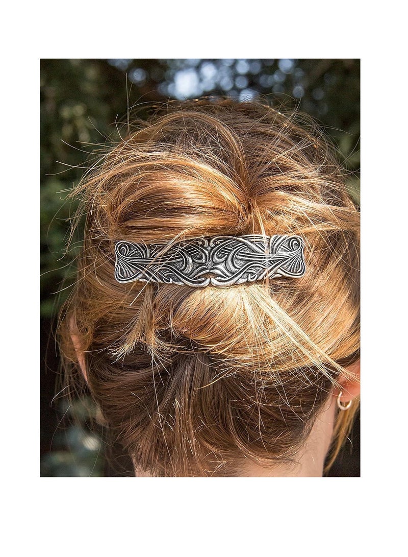 Oberon Design Large Art Nouveau Swirl Hair Clip, Hand Cast Metal Barrette Made in the USA with an 80mm Clip by Oberon Design, 1 Piece - Image 3