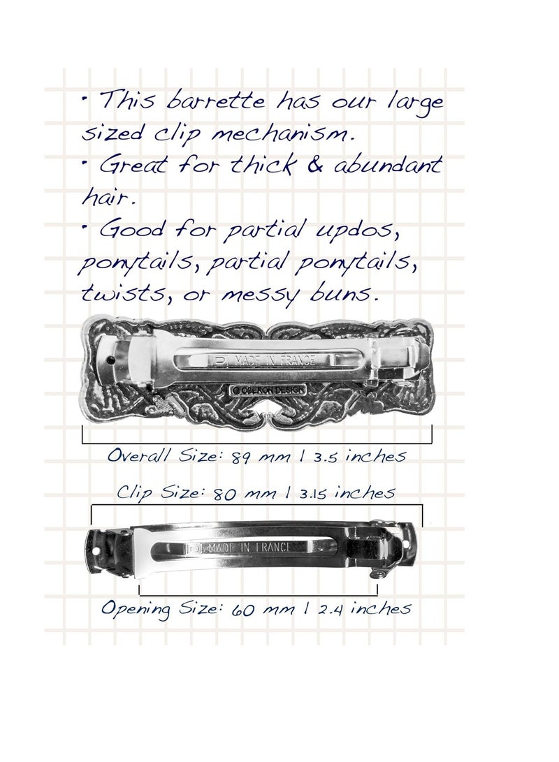 Oberon Design Large Art Nouveau Swirl Hair Clip, Hand Cast Metal Barrette Made in the USA with an 80mm Clip by Oberon Design, 1 Piece - Image 5