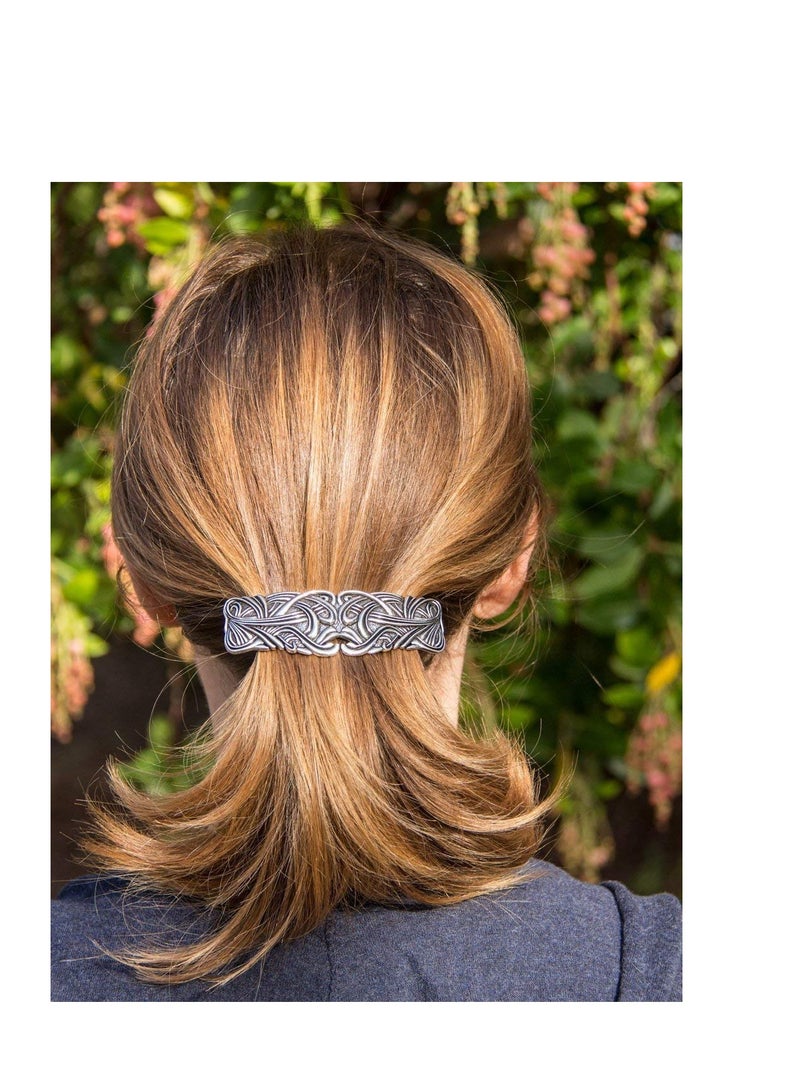 Oberon Design Large Art Nouveau Swirl Hair Clip, Hand Cast Metal Barrette Made in the USA with an 80mm Clip by Oberon Design, 1 Piece - Image 2