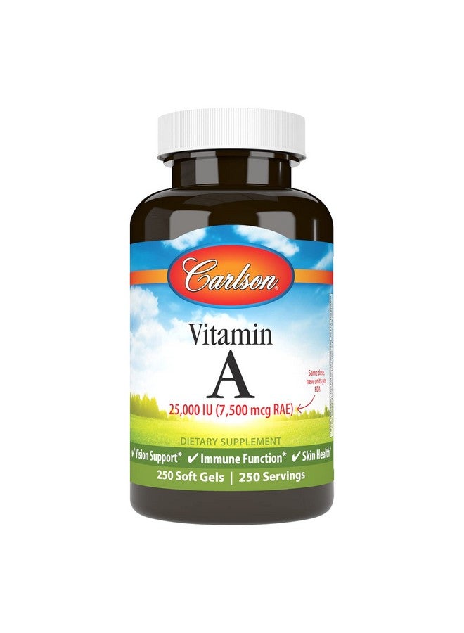 Carlson Vitamin A 25000 Iu 7500 Mcg Rae Immune Support Vision Health Antioxidant Vitamin A Supplements 250 Softgels - Image 2