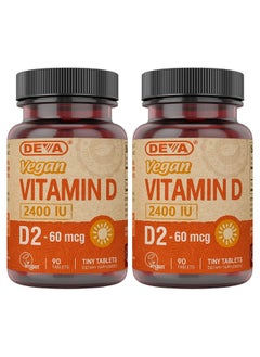 Vegan Vitamin D2 60 Mcg 2400 Iu Ergocalciferol Supplement With No Animal Ingredients 90 Tablets 2Pack
