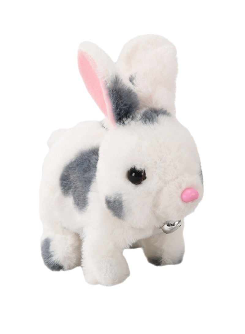 Bell Gray Spotted Rabbit Electronic Plush Stuffed Interactive Animal Touch Control Electronic Pet Robot Toy Suitable For Kids And Babies - Image 1
