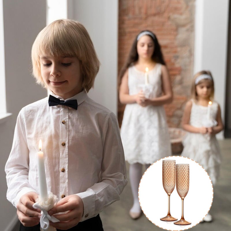 SKLENICE 24 Pack Plastic Champagne Flutes Rose gold Champagne Glasses Unbreakable Wedding Toasting Glasses Diamond Wine Glasses Crystal Clear Party Wine Cups Vintage Drinking Glasses 5.5 OZ for Bridal Shower - Image 4