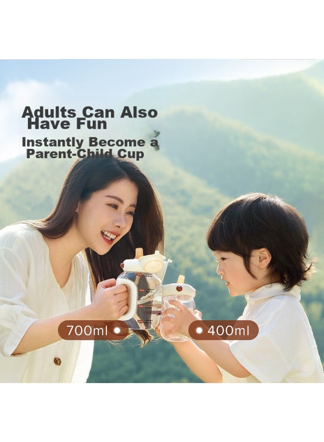 Shixi Duntun Bucket Children's Water Cup, 1-3 Years Old, Direct Drinking Straw Cup, Tritan, Big Baby, 400ml, Graduated Cup With Lid - Image 2