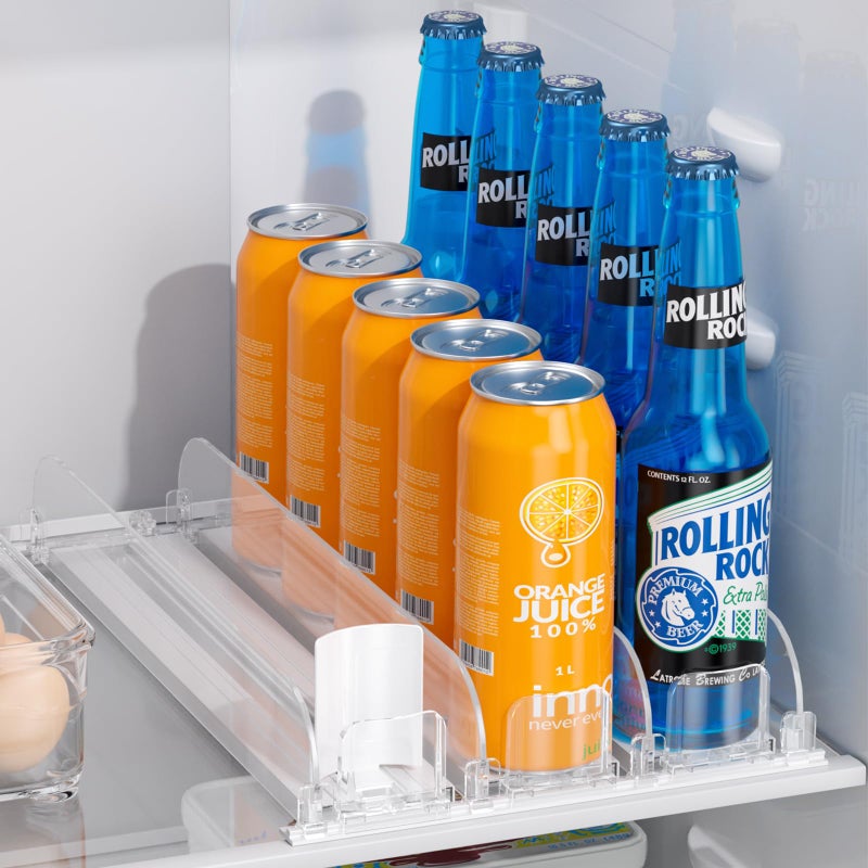 LAMU Drink Organizer for Fridge Soda Can Organizer Dispenser for Refrigerator with Automatic Pusher Glide Width Adjustable Clear Dividers Can Holder for 620oz Beverage 15D x10W 3 Rows