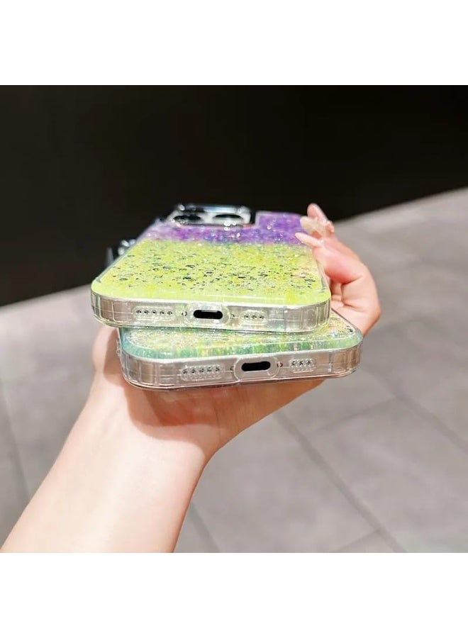 Akiira Back Case Compatible with Huawei Honor X7C Cover, Clear Glitter Bling Sparkly, Soft TPU Frame Bumper, Hard-Back Cover for Women & Girls, Transparent (Silver/Purple) - Image 5