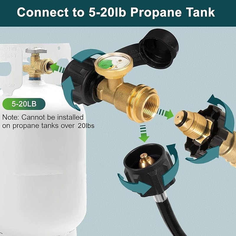 GASPRO Propane Tank Gauge, Propane Level Indicator for 5-40 Lb Tanks, Perfect for Trailers, Propane Heater, Fire Pit, Gas Grill and More, Qcc1/Type Connection - Image 4