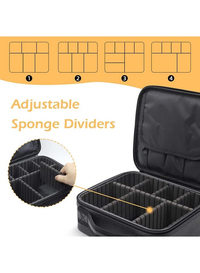 NFI essentials Professional Cosmetic Make Up Kit Storage Organizer Nylon Makeup Box Vanity Bag with Adjustable Compartment Travel Toiletry Bag (Black New) - Image 5