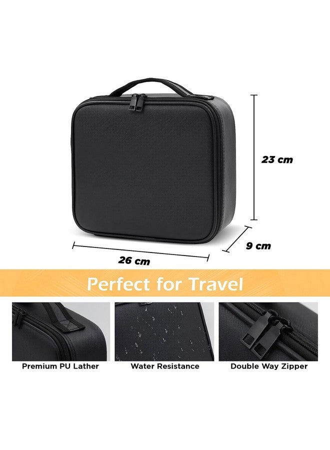 NFI essentials Professional Cosmetic Make Up Kit Storage Organizer Nylon Makeup Box Vanity Bag with Adjustable Compartment Travel Toiletry Bag (Black New) - Image 4