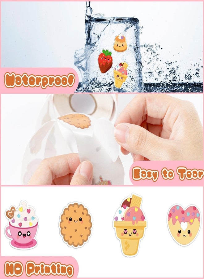 W1cwey Valentine's Day Sticker Roll (Cartoon Dessert) - Image 4