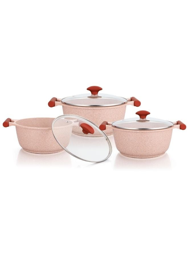 Prestige Essentials 6 pc set Pink Granite Non-Stick Aluminum