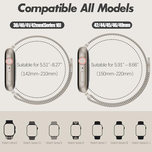 DYKEISS 3 Pack Metal Mesh Loop Compatible with Apple Watch Band 38mm 40mm 41mm 42mm 44mm 45mm 46mm 49mm Women Men, Stainless Steel Magnetic Clasp Strap for iWatch Series 11 10 9 8 SE 7 6 5 4 3 2 1 Ultra - Image 3