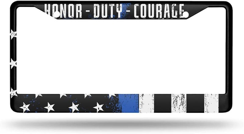 Beabes Thin Blue Line Flag License Plate Frame Blue Lives Matter License Plate Holder Police Support Car Tag Frame License Plate Cover Car Accessories 2 Holes Novelty Auto Car Tag Vanity Gift - Image 2