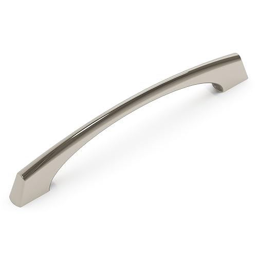 Hickory Hardware 1 Pack Solid Core Kitchen Cabinet Pulls, Luxury Cabinet Handles, Hardware for Doors & Dresser Drawers, 5-1/16 Inch (128mm) Hole Center, Polished Nickel, Greenwich Collection - Image 2