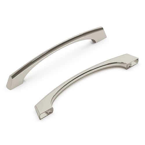 Hickory Hardware 1 Pack Solid Core Kitchen Cabinet Pulls, Luxury Cabinet Handles, Hardware for Doors & Dresser Drawers, 5-1/16 Inch (128mm) Hole Center, Polished Nickel, Greenwich Collection - Image 1