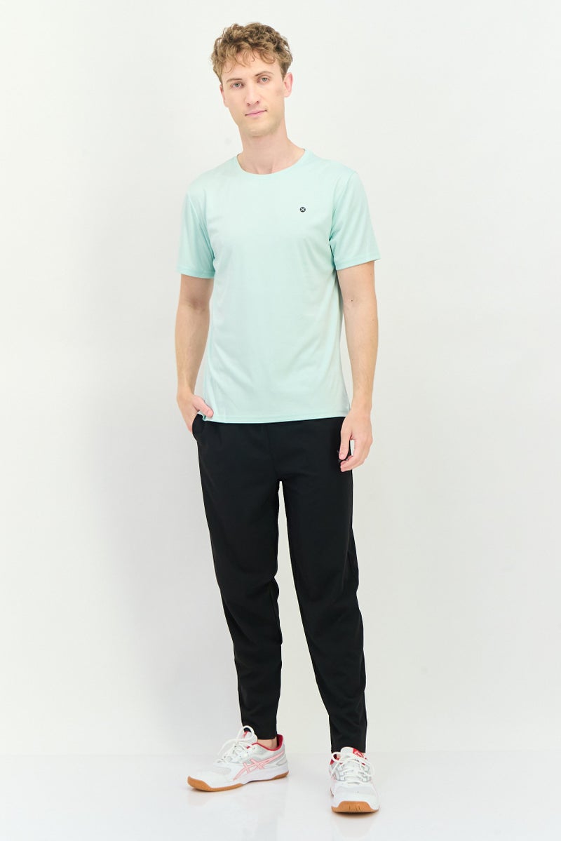 Men Sportswear Fit Brand Logo Short Sleeves Training T-Shirt, Aqua