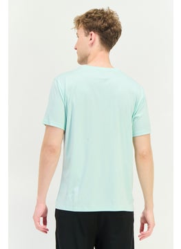 RBX Men Sportswear Fit Brand Logo Short Sleeves Training T-Shirt, Aqua  - Image 4