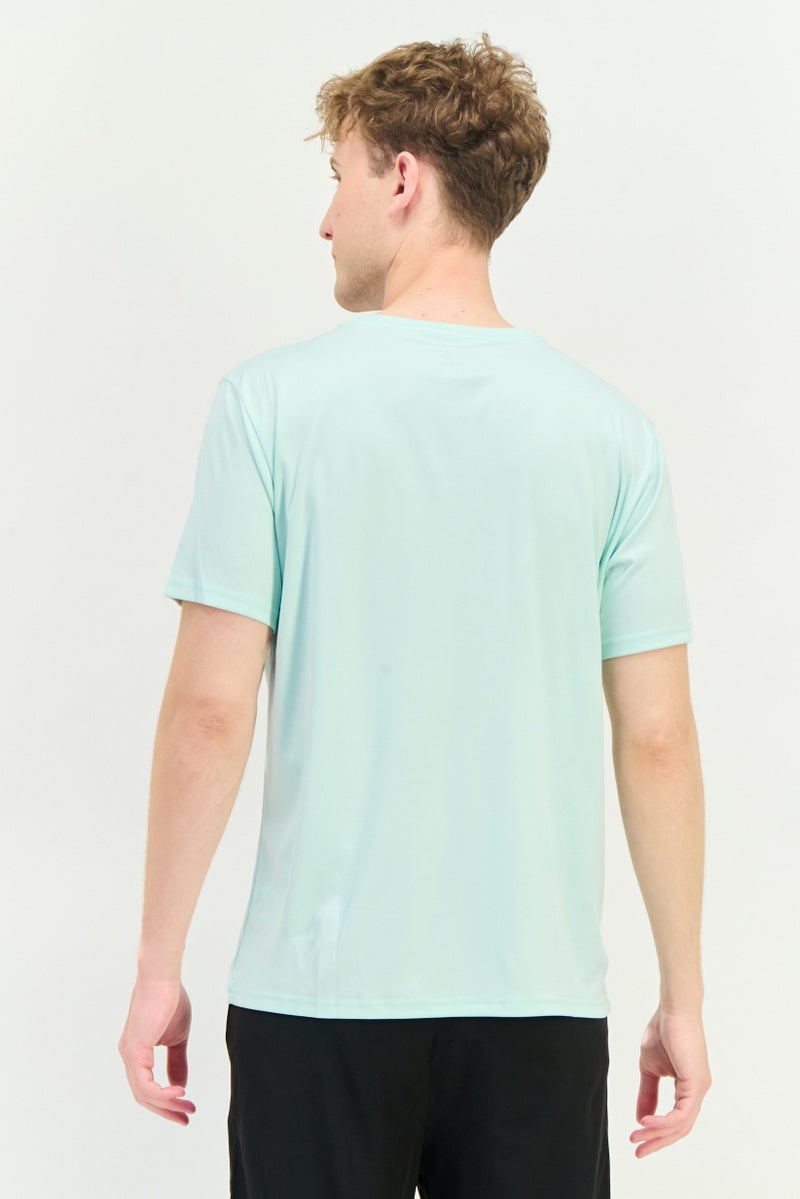 Men Sportswear Fit Brand Logo Short Sleeves Training T-Shirt, Aqua