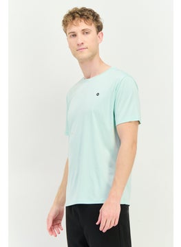 RBX Men Sportswear Fit Brand Logo Short Sleeves Training T-Shirt, Aqua  - Image 2