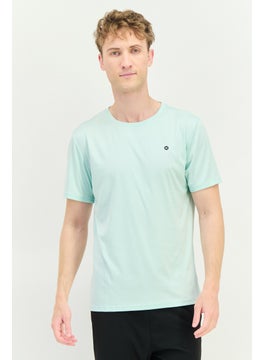 RBX Men Sportswear Fit Brand Logo Short Sleeves Training T-Shirt, Aqua  - Image 1
