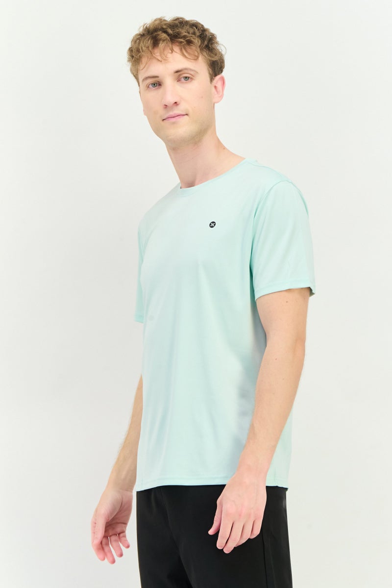 RBX Men Sportswear Fit Brand Logo Short Sleeves Training T-Shirt, Aqua - Image 2