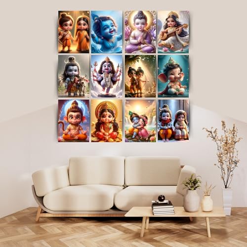 Posters Inc Baby Gods Posters for Wall – Pack of 12 Aesthetic Collage Art Prints | 8x12 Inch HD Paper Wall Decoration for Living Room, Bedroom & Kitchen | Home Decor Items & Gifts for Pregnant Women, Kids - Image 2