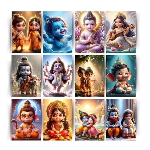 Posters Inc Baby Gods Posters for Wall – Pack of 12 Aesthetic Collage Art Prints | 8x12 Inch HD Paper Wall Decoration for Living Room, Bedroom & Kitchen | Home Decor Items & Gifts for Pregnant Women, Kids - Image 1