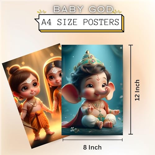 Posters Inc Baby Gods Posters for Wall – Pack of 12 Aesthetic Collage Art Prints | 8x12 Inch HD Paper Wall Decoration for Living Room, Bedroom & Kitchen | Home Decor Items & Gifts for Pregnant Women, Kids - Image 5