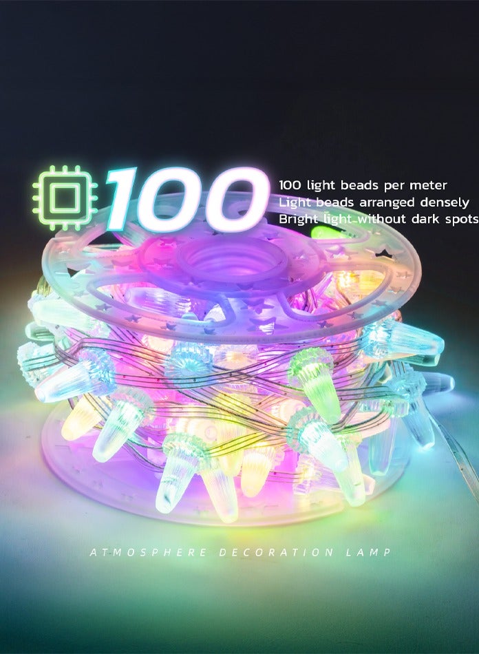 MODI RGB Multicolor LED Ice-cream Shape String Lights 10M (100 LEDs) 16+ Light Modes – USB Powered with Remote & APP Control, Indoor Outdoor Fairy Lights for Christmas, Halloween, Parties, Bedroom, Garden, Color Changing Decorative Lights - Image 5