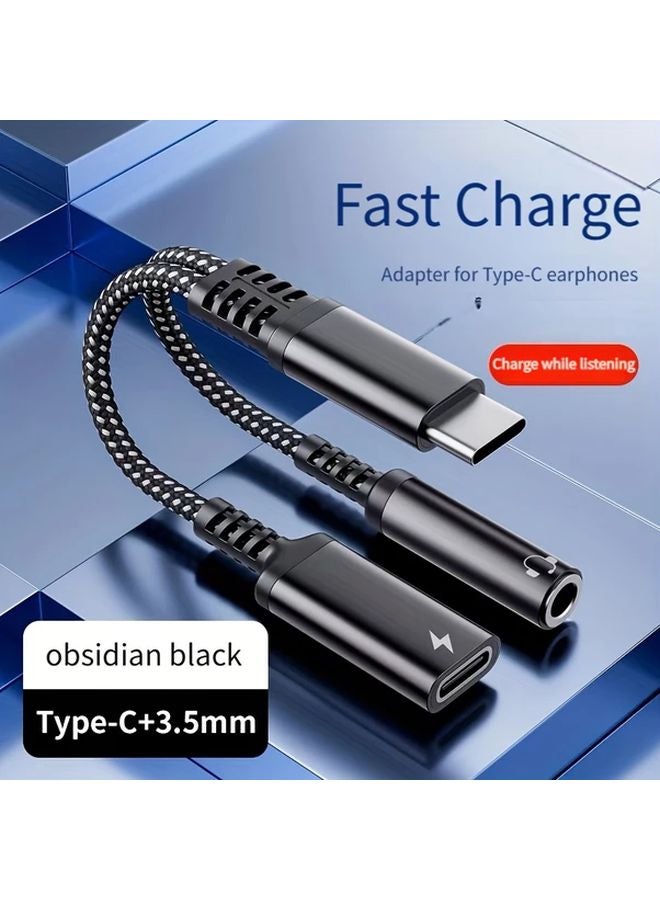 Gray USB C to 35mm Audio Adapter with PD Fast Charging Compatible with iPhone 15 16 Google OPPO Xiaomi - Image 2