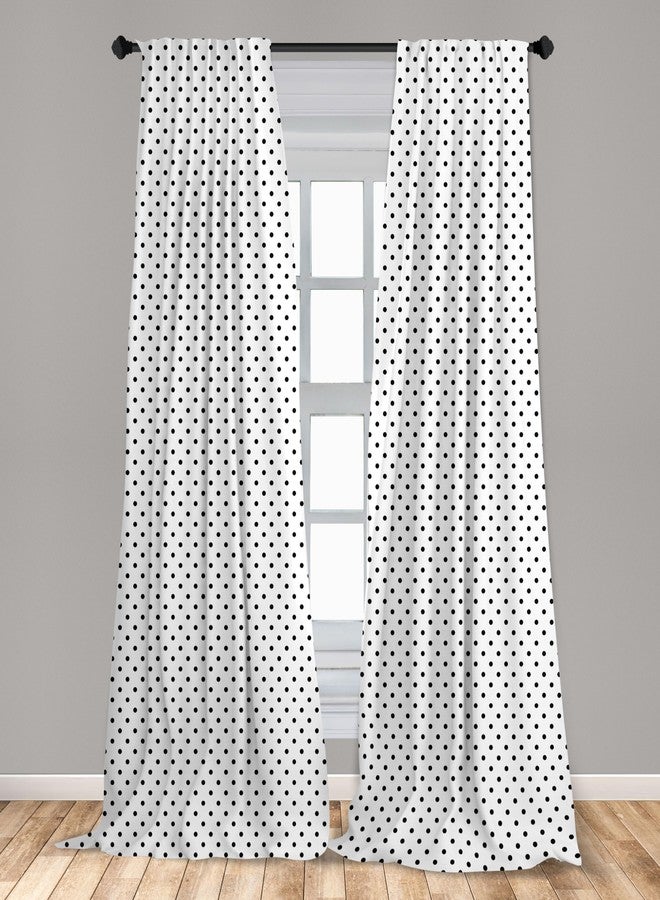 لونارابل مجموعة ستائر نوافذ من Lunarable بنقاط البولكا، 4 قطع، تصميم كلاسيكي من قطرات سوداء بنمط نقاط البولكا التقليدي المزخرف، خفيفة الوزن مع جيب للعمود، 4 قطع - 28 بوصة × 95 بوصة، أسود وأبيض - Image 2