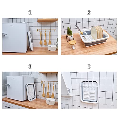 THANSTAR Collapsible Dish Drainer Portable Dinnerware Drainer Organizer for Kitchen RV Campers Travel Trailer Space Saving Kitchen Storage Tray - Image 4
