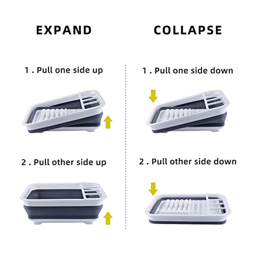 THANSTAR Collapsible Dish Drainer Portable Dinnerware Drainer Organizer for Kitchen RV Campers Travel Trailer Space Saving Kitchen Storage Tray - Image 5