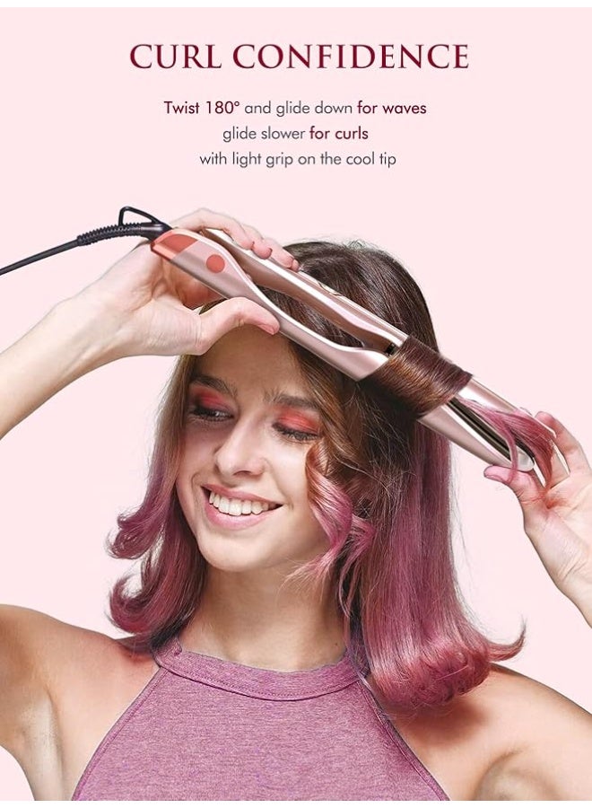 LANDOT 2-in-1 Flat Iron Curling Iron: Twist Ceramic Hair Straightener and Curler for Curl Wave Straighten - 30s Heat-Up 12 Temp Settings for All Hair Types - Image 4