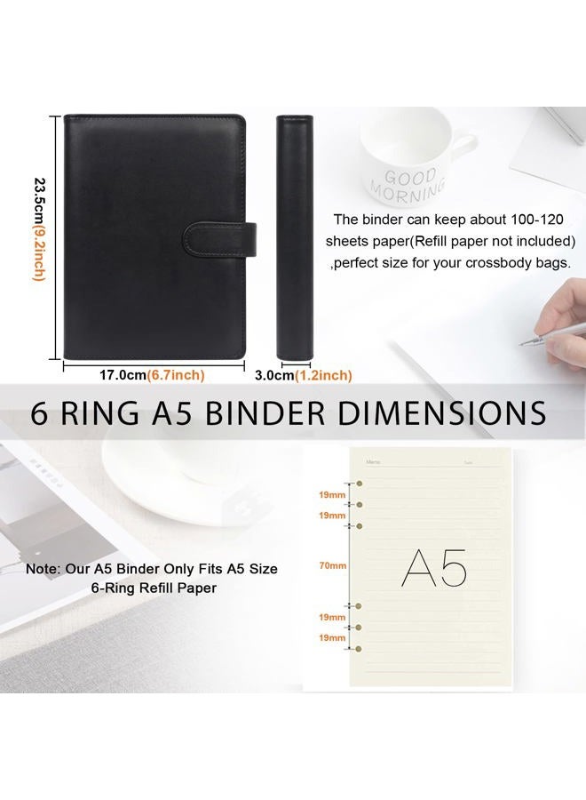 Toplive A5 Binder 6 Ring Loose Leaf Personal Planner Binder Cover Matte Black Business Portfolio Folder for Interview, Conference - Image 5