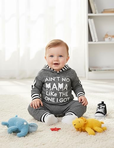 Fommy Baby Boy Clothes 69 Months boy clothes Letter Print HoodiesLittle Man Stripe Long Pants 2PCS Infant Boy Outfit Baby Boy Stuff Gifts Clothing Set - Image 3