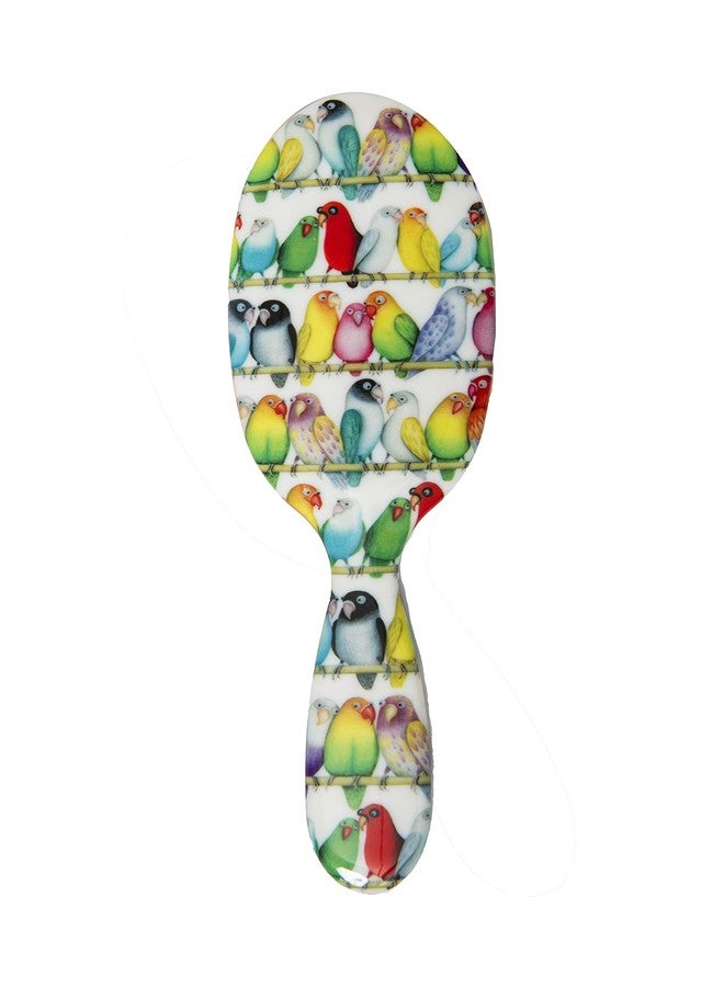 Rock & Ruddle Natural Pure Boar Bristle Hair Brush for Women and Kids (Small, 17.5cm) - Perfect for Wet or Dry Hair, Detangling Smoothing Blowdrying - Designed & Made in UK - Lovebirds - Image 1