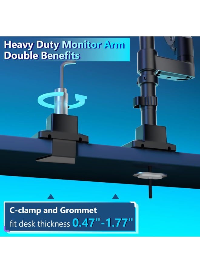 WALI Dual Monitor Mount for Ultrawide Heavy Duty Curved Monitor Stacking, Dual Monitor Arm Fits 17-49 Inch for Ultrawide Screens up to 44lbs, 49 inch Monitor Arm, Black - Image 5